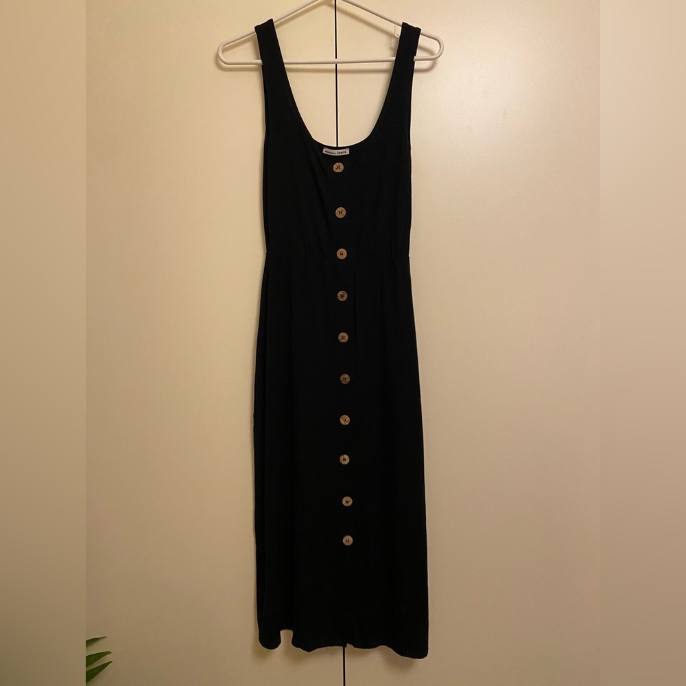 REFORMATION Jeans Black ARI Button Front Jersey Stretch Midi Dress size Small